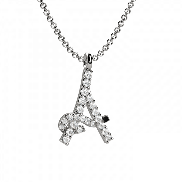 Lettering collana Oro con lettera A e diamanti