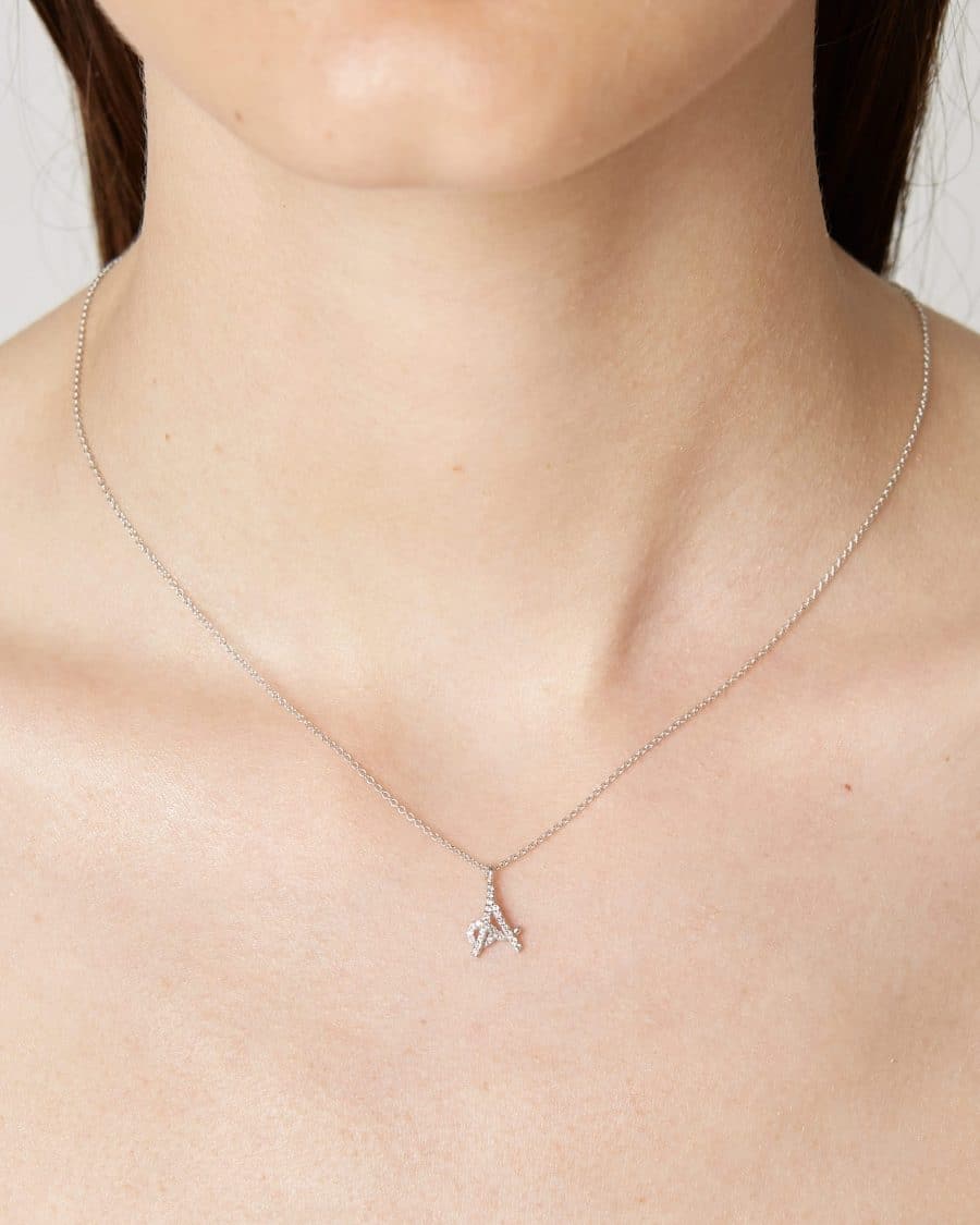 Lettering collana Oro con lettera A e diamanti - immagine 2
