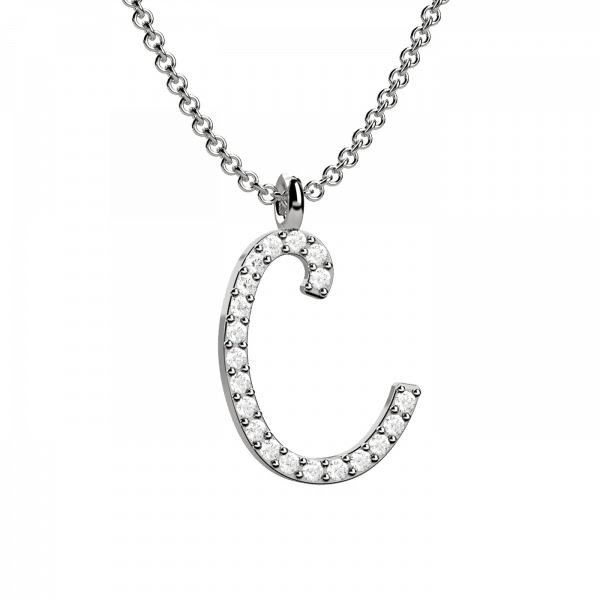 Lettering collana Oro con lettera C e diamanti
