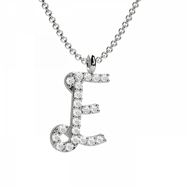 Lettering collana Oro con lettera E e diamanti