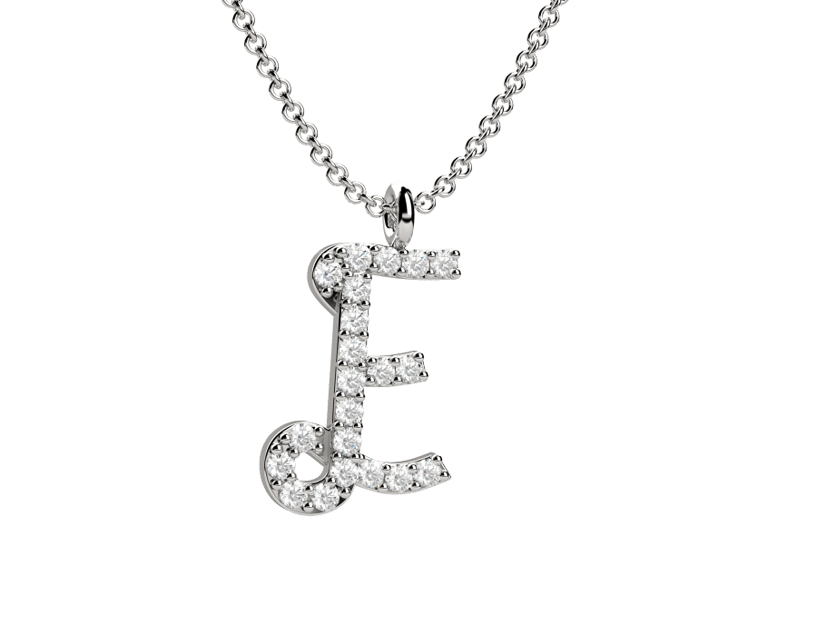 Lettering collana Oro con lettera E e diamanti