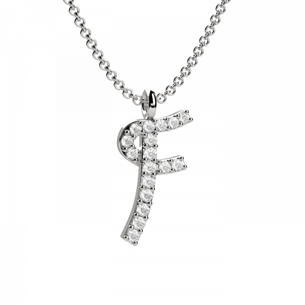 Lettering collana Oro con lettera F e diamanti