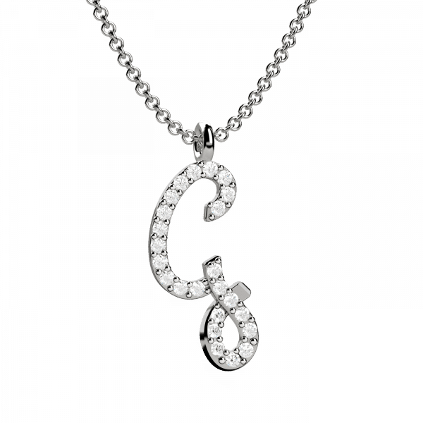 Lettering collana Oro con lettera G e diamanti