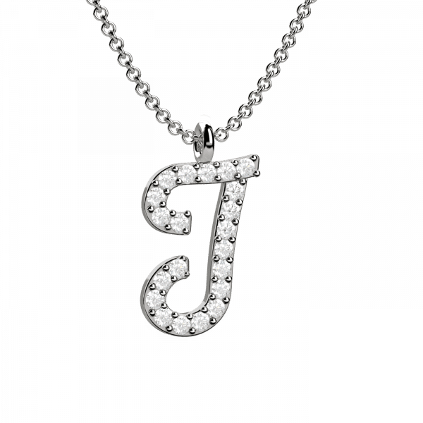 Lettering collana Oro con lettera I e diamanti