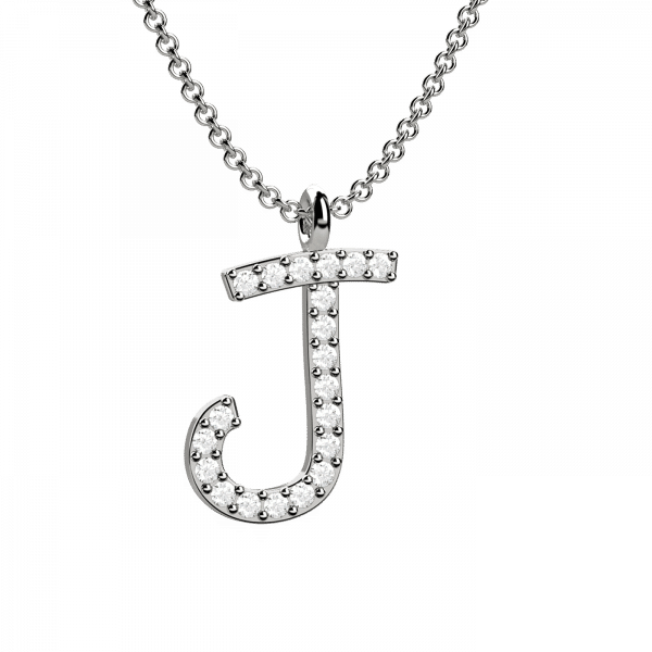 Lettering collana Oro con lettera J e diamanti