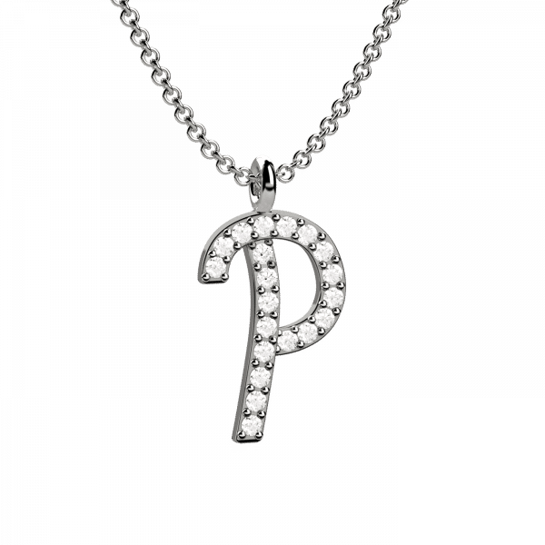 Lettering collana Oro con lettera P e diamanti