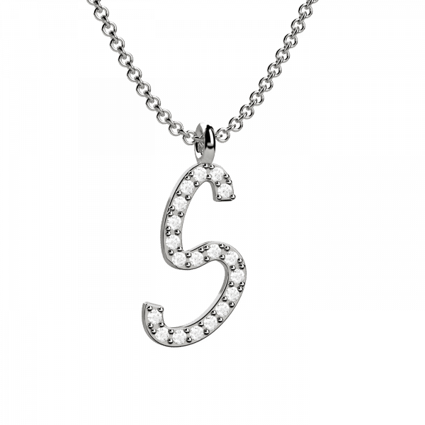 Lettering collana Oro con lettera S e diamanti