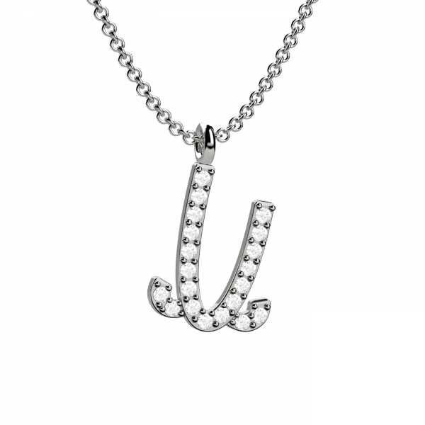 Lettering collana Oro con lettera U e diamanti