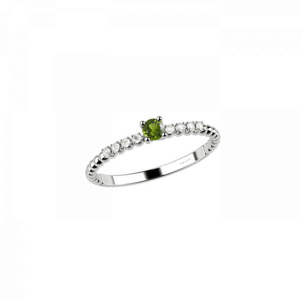Eternity anello con peridoto e diamanti in oro bianco 18KT