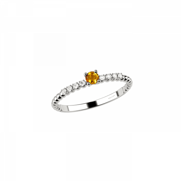 Eternity anello con citrino e diamanti in oro bianco 18KT