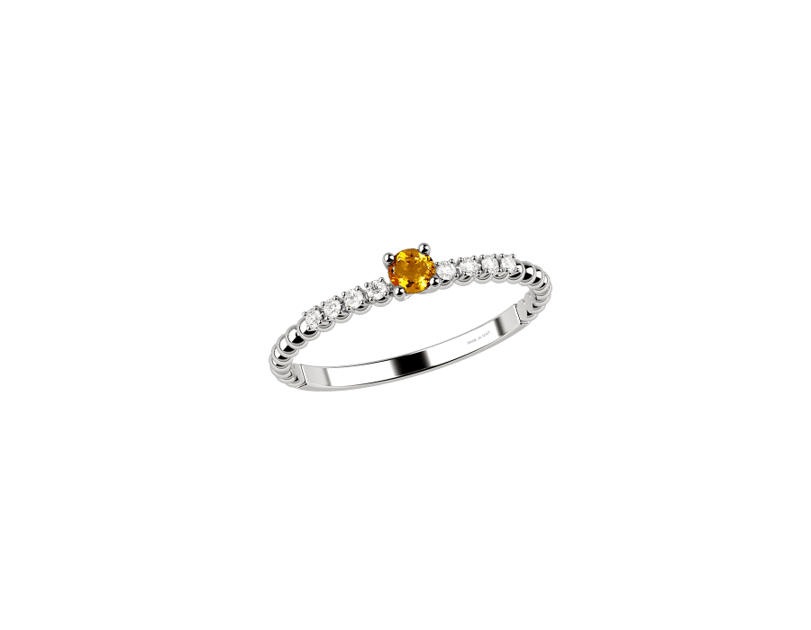 Eternity anello con citrino e diamanti in oro bianco 18KT