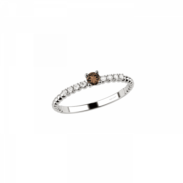 Eternity anello con quarzo fumè e diamanti in oro bianco 18KT