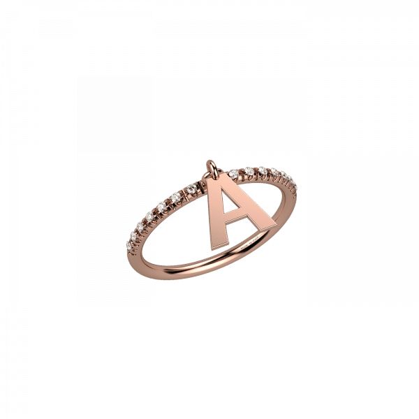 Alphabet anello con lettera A diamanti in oro 18KT
