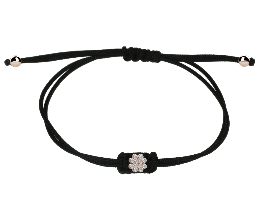 Knot bracciale in tessuto fiore Oro 18KT e diamanti