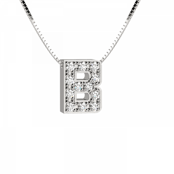 Shiny collana Oro con lettera B e diamanti