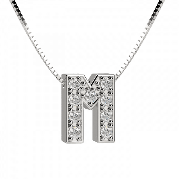 Shiny collana Oro con lettera M e diamanti