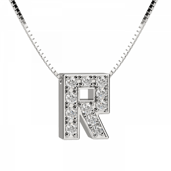 Shiny collana Oro con lettera R e diamanti
