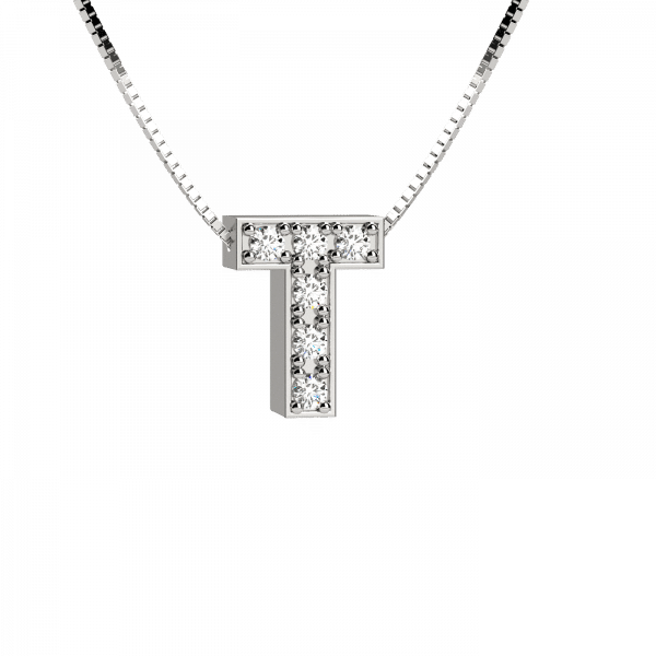 Shiny collana Oro con lettera T e diamanti