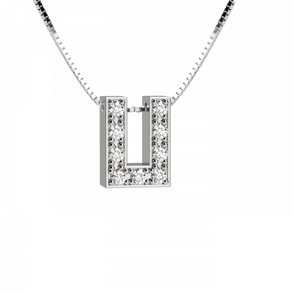 Shiny collana Oro con lettera U e diamanti