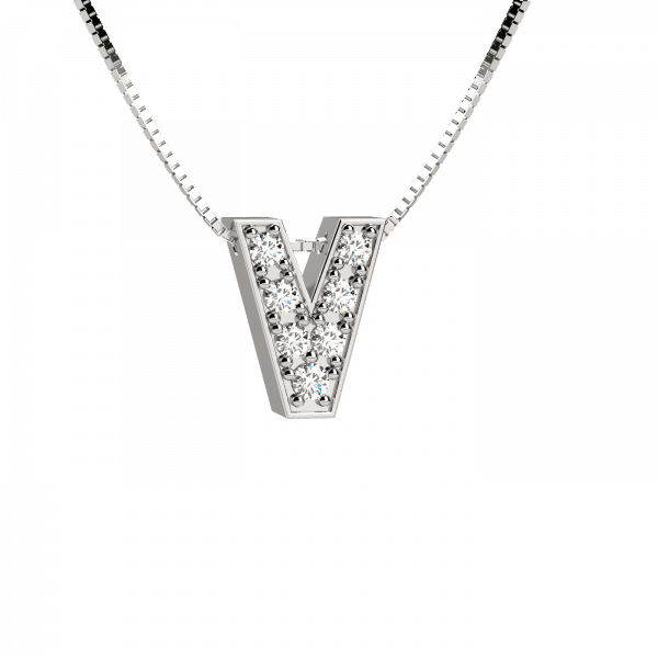 Shiny collana Oro con lettera V e diamanti
