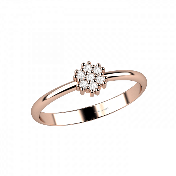 Spring anello fiore con diamanti in oro 18KT