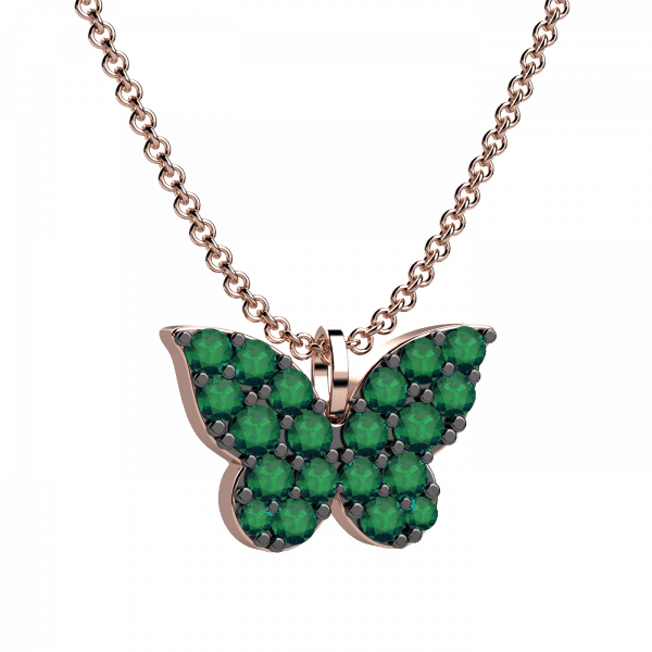 Bright pendente farfalla tsavorite in Oro 18KT