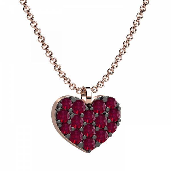 Bright collana rubini con cuore in Oro 18KT