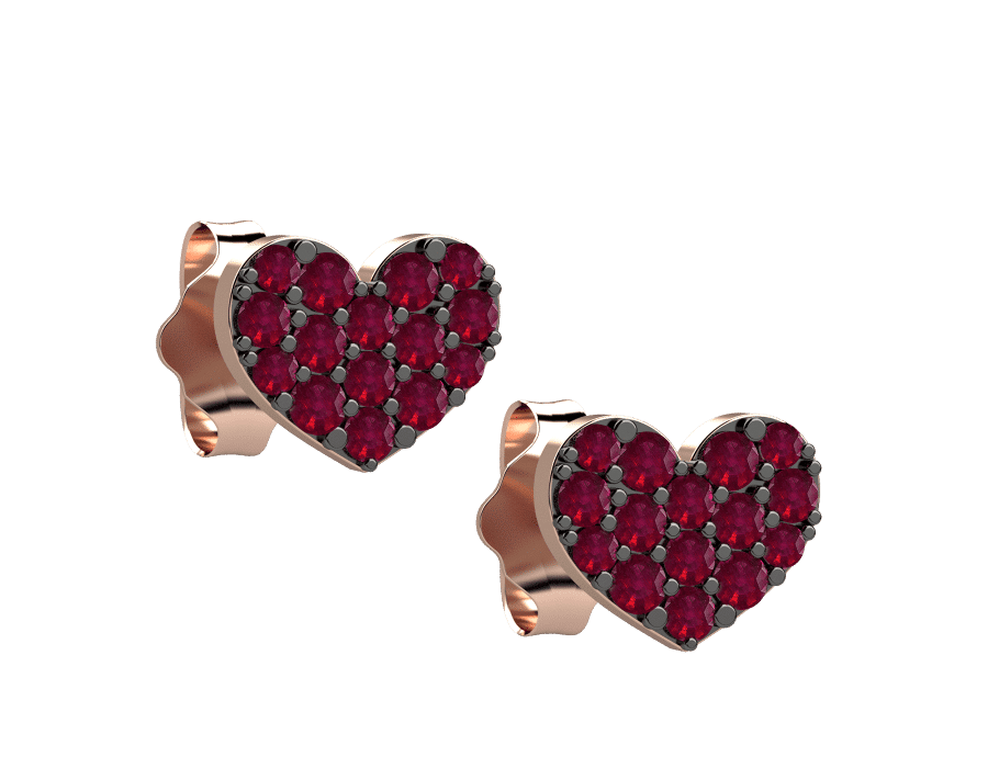 Bright orecchini rubini con cuore in Oro 18KT