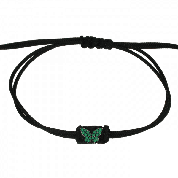 Bright bracciale in corda con farfalla tsavorite in Oro 18KT