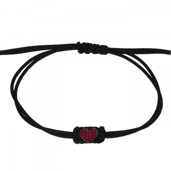 Bright bracciale in corda con cuore rubini in Oro 18KT