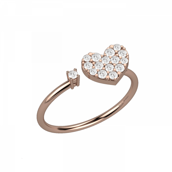 Rdiant anello cuore con diamanti in Oro 18KT