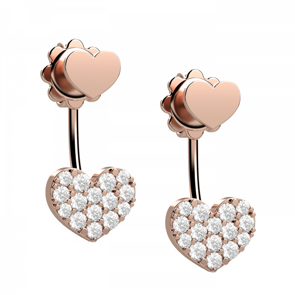Radiant orecchini con cuori diamanti in Oro 18KT