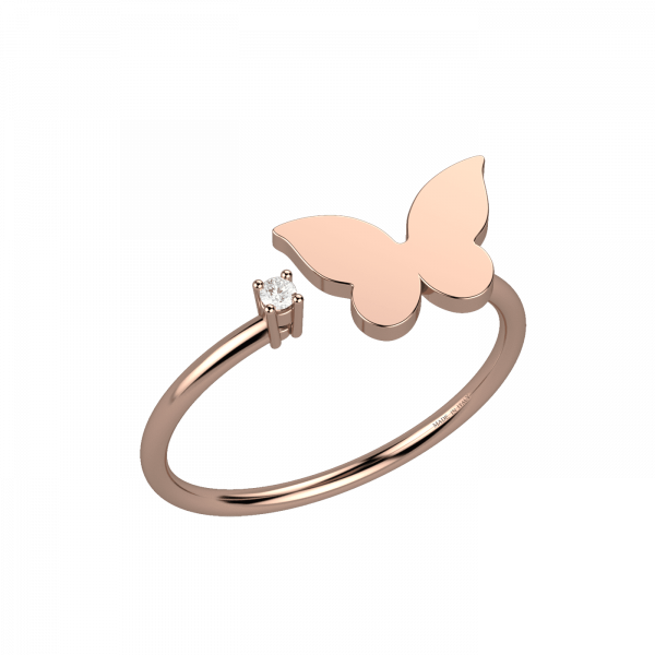 Simpleness anello con farfalla e diamante in Oro 18KT