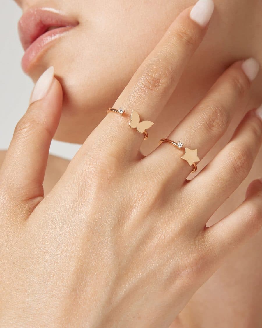 Simpleness anello con farfalla e diamante in Oro 18KT - immagine 2