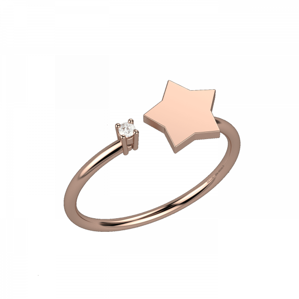 Simpleness anello con stella e diamante in Oro 18KT