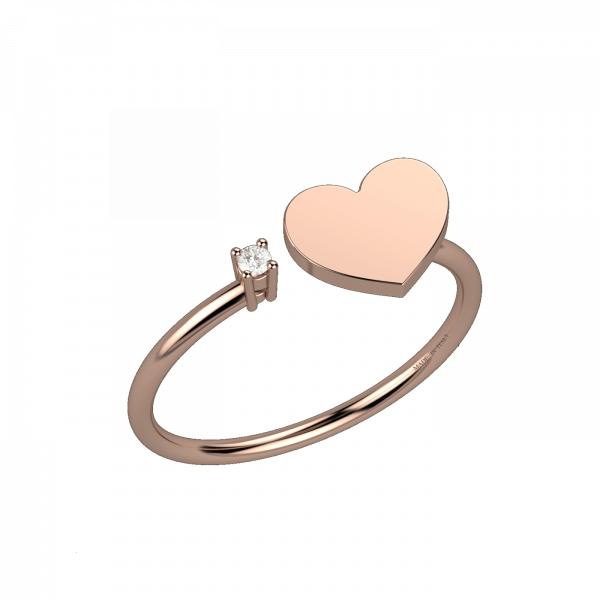 Simpleness anello con cuore e diamante in Oro 18KT