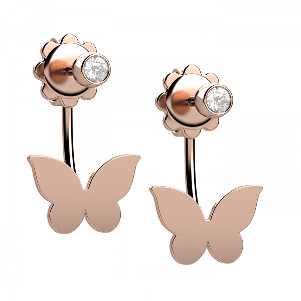 Simpleness orecchini farfalle con diamanti e Oro 18KT