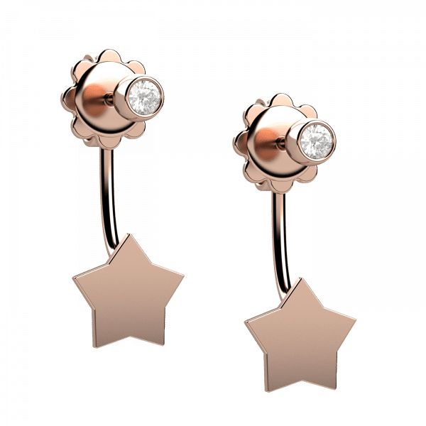 Simpleness orecchini stelle con diamanti e Oro 18KT