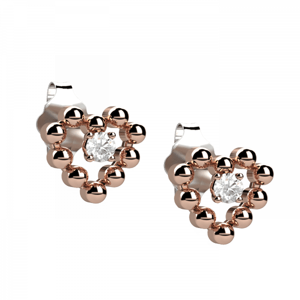 Bubbles orecchini cuore con diamante in Oro 18KT