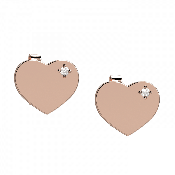 For you orecchini cuore con diamante in Oro 18KT