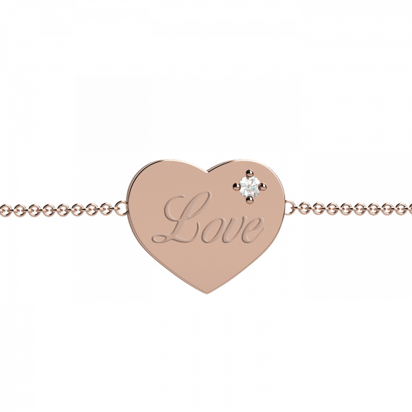 For you bracciale cuore con diamante in Oro 18KT