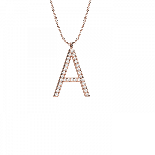 Initials collana Oro 18KT con lettera A in diamanti