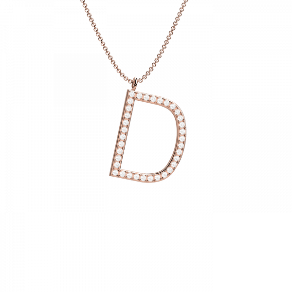 Initials collana Oro 18KT con lettera D in diamanti