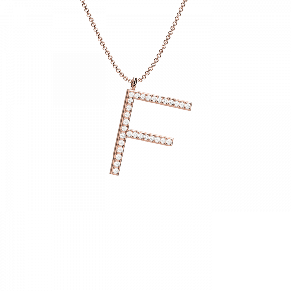 Initials collana Oro 18KT con lettera F in diamanti