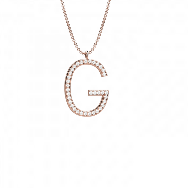 Initials collana Oro 18KT con lettera G in diamanti