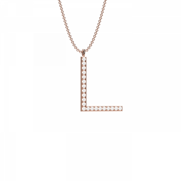 Initials collana Oro 18KT con lettera L in diamanti