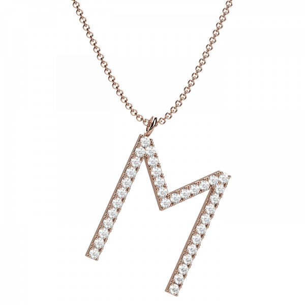Initials collana Oro 18KT con lettera M in diamanti
