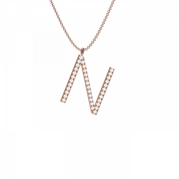 Initials collana Oro 18KT con lettera N in diamanti