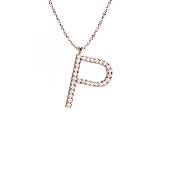 Initials collana Oro 18KT con lettera P in diamanti