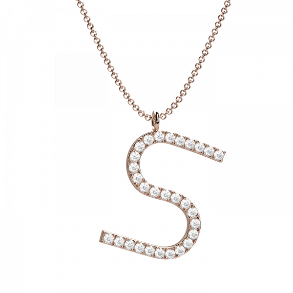 Initials collana Oro 18KT con lettera S in diamanti